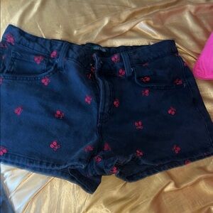 Women's gray/black shorts with cherry red accents ,shipping always free!!!